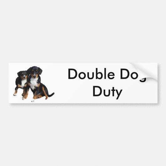 Dubbele Dog Duty Bumpersticker (Voorkant)