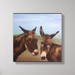 Dubbele Donkey Canvas Afdruk