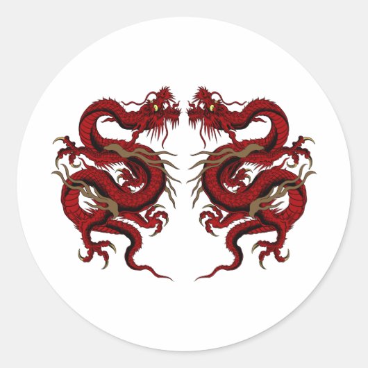 Dubbele draak ronde sticker (Voorkant)