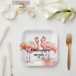Dubbele Flamingo Familie Reünie Party Essentials Papieren Bordje