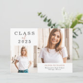 Dubbele foto | Klasse 2025 Afstuderen Aankondiging (Staand voorkant)
