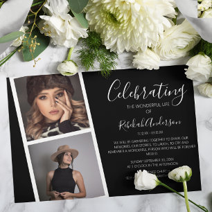 Dubbele fotostrip   Uitnodiging voor rouwdienst