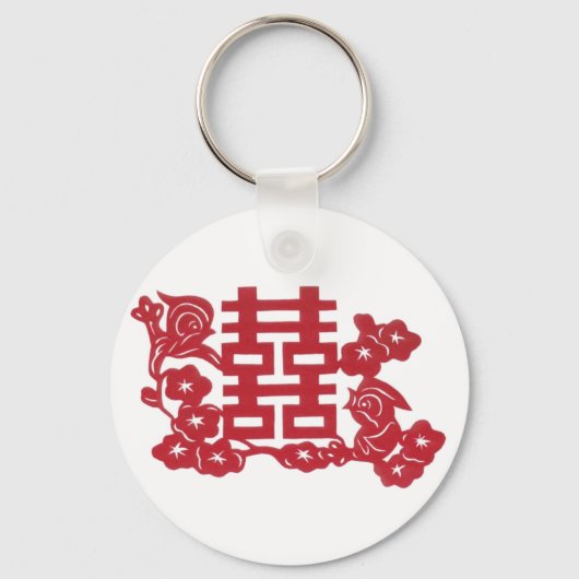 Dubbele gelukkige vogels sleutelhanger (Voorkant)