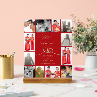 Dubbele geluksknoop Chinese bruiloft 12 Foto Acryl Bord