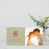 Dubbele gelukslichten sparen de Datum Fotokaart Save The Date (Staand voorkant)