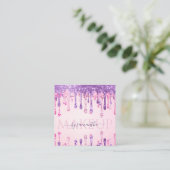 Dubbele glitterroze en Paarse rugleuning Vierkante Visitekaartje (Staand voorkant)