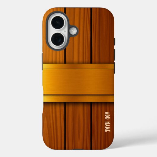 Dubbele gouden band op hout Case-Mate iPhone case (Achterkant)