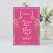 Dubbele gouden pacocks Indiaas Kaart (Staand voorkant)