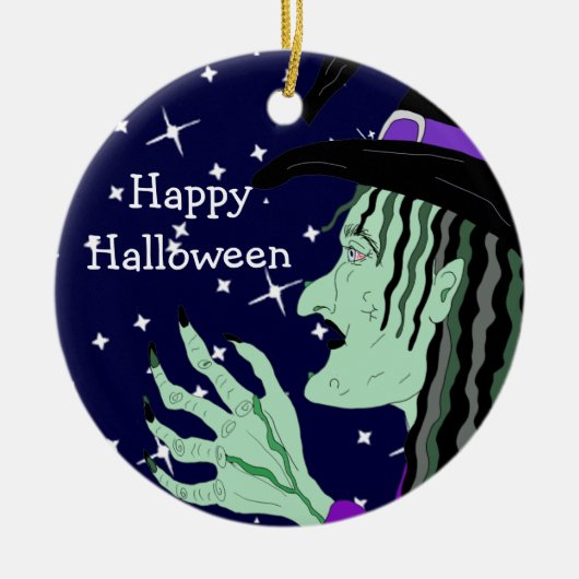 Dubbele Halloween Witches Keepomwille Keramisch Ornament (Voorkant)