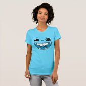 Dubbele Happy Blue Face Dames T-Shirt (Voorkant volledig)