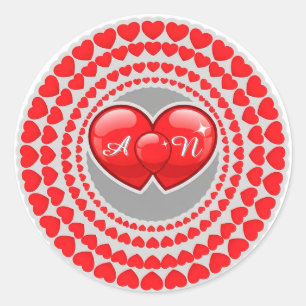 Dubbele Hart Illustratie Voor Valentijn Ronde Sticker