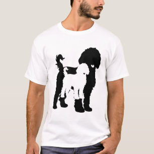 Dubbele hond Silhouetten in vet zwart en wit T-shirt