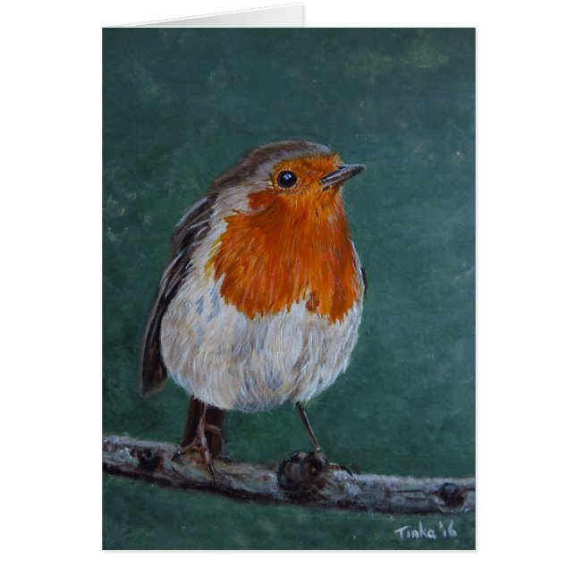 Dubbele kaart Roodborst. (Voorkant)