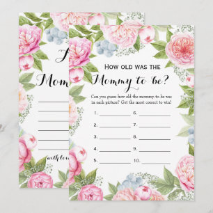 Dubbele kant- 2 Baby shower spelletjes- Hoe oud Kaart