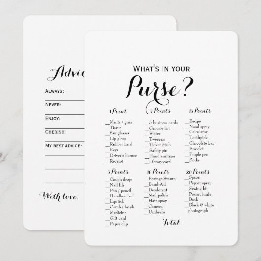 Dubbele kant - 2 Bruiloft spelletjes Tas | Wensen Kaart (Voorkant / Achterkant)