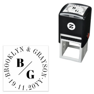 Dubbele Klassieke Monogram & Cirkel Namen Minimali Zelfinktende Stempel