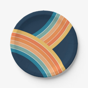 Dubbele kleurrijke retro stijl regenboog papieren bordje
