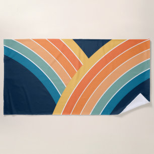 Dubbele kleurrijke retro stijl regenboog strandlaken
