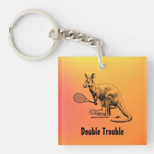 Dubbele knelbare Kangaroo Tennis Player Sleutelhanger (Voorkant)