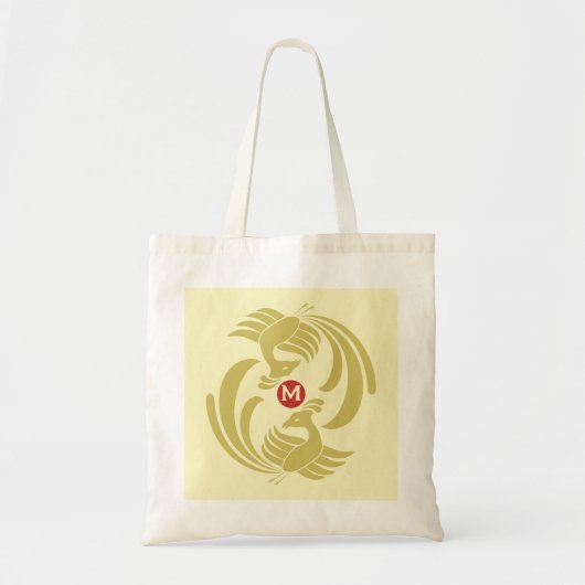 dubbele kranen geel tote bag (Voorkant)