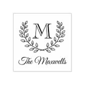 Dubbele krans Monogram Initiaal Familienaam Rubberstempel (Afrduk)