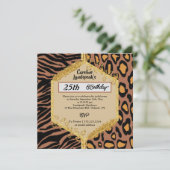 Dubbele Leopard Zebra Prints & Glitter Verjaardag Kaart (Staand voorkant)