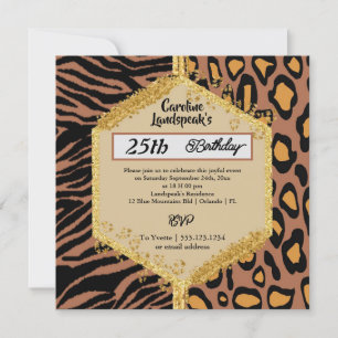 Dubbele Leopard Zebra Prints & Glitter Verjaardag Kaart