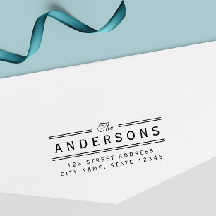 Dubbele Lines Elegant Familienaam Return Adres Zelfinktende Stempel