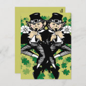 Dubbele Luck Leprechaun Briefkaart (Voorkant / Achterkant)