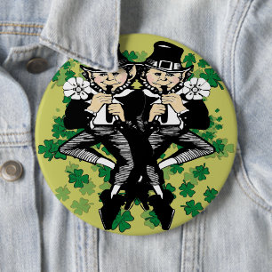 Dubbele Luck Leprechaun Ronde Button 6,0 Cm