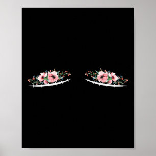 Dubbele mastectomie littekens met bloemen borstkan poster