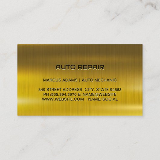 Dubbele moersleutel | Goud Metaal | Autodiensten Visitekaartje (Achterkant)