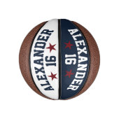 Dubbele naam Rood Wit Blauw Personaliseer Basketba Basketbal (Verticaal)