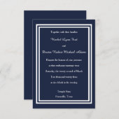 Dubbele Navy Trim - 3x5 bruiloft uitnodiging (Voorkant / Achterkant)