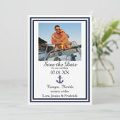 Dubbele Navy Trim Nautical - Save the Date (Staand voorkant)
