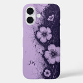 Dubbele Paarse Lavendelbloemen Monogram Aangepaste Case-Mate iPhone Case (Achterkant)