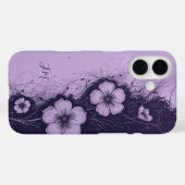 Dubbele Paarse Lavendelbloemen Monogram Aangepaste Case-Mate iPhone Case (Achterkant (horizontaal))