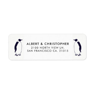 Dubbele Pinguïns Grappige Referentie   Retouradres Etiket