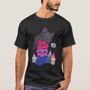 Dubbele Pride Kawaii Katten Stapel Schedel Kat LGB T-shirt