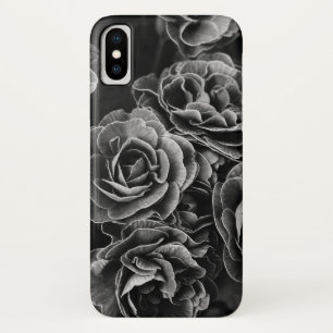 Dubbele Primula Flowers, zwart en wit iPhone X Hoesje