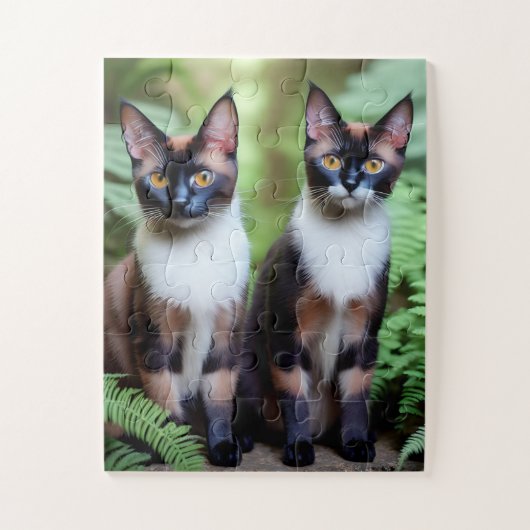 Dubbele problemen Siamese kat tweeling, puzzel Legpuzzel (Verticaal)