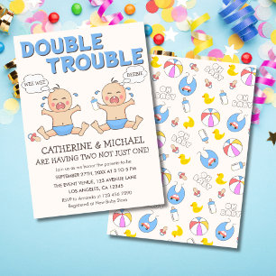 Dubbele Problemen Tweeling Jongens Baby Borrel Kaart
