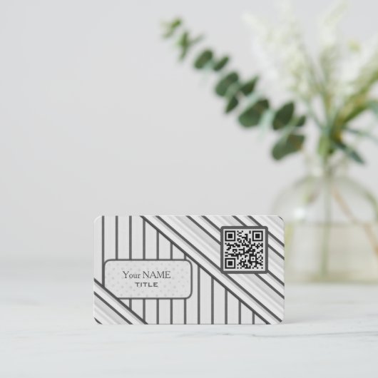 Dubbele QR-code Retro grijs Visitekaartje (Staand voorkant)
