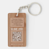 Dubbele QR-code voor Business Cherry Wood Sleutelhanger (achterkant)