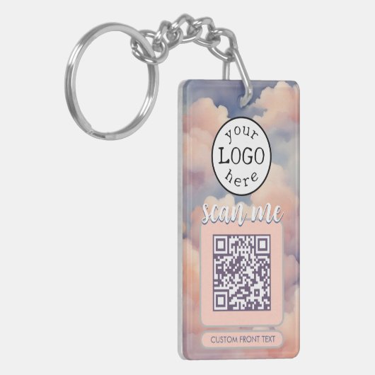 Dubbele QR-code voor Business Pink Clouds Sleutelhanger (Voorkant Links)