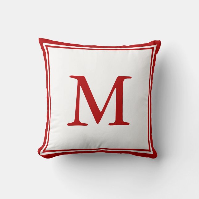Dubbele rand en letter rood en wit kussen (Voorkant)