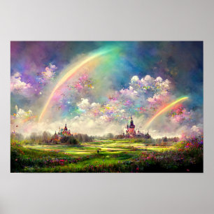 Dubbele regenbogen beloofden land poster