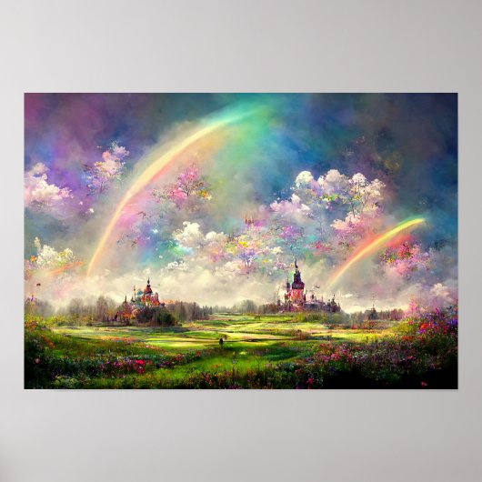 Dubbele regenbogen beloofden land poster (Voorkant)