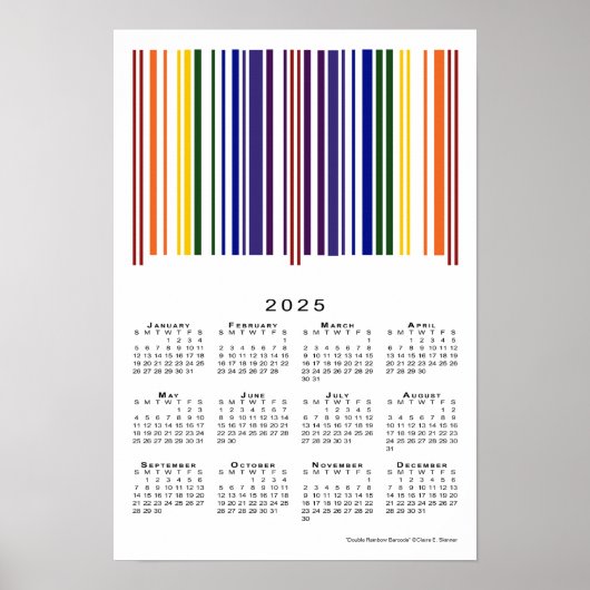 Dubbele regenboog barcode 2025 Kalender Poster (Voorkant)