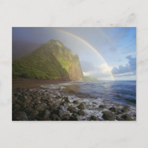 Dubbele regenboog boven de kliffen van het Noorden Briefkaart